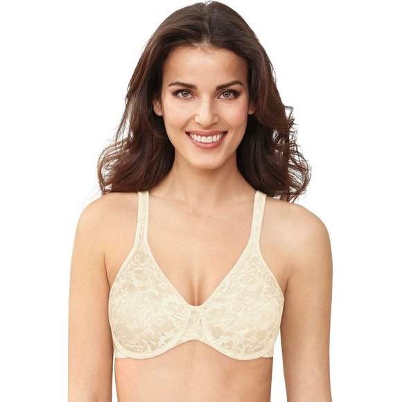 Bali Passion For Comfort Smoothing Underwire Bra Beige Size 36B Lace Overlay - Picture 1 of 8